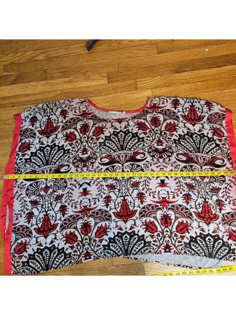 Woman's Soft Surroundings floral boho velvet burnout jewel tone red/beige shawl - Picture 6 of 7